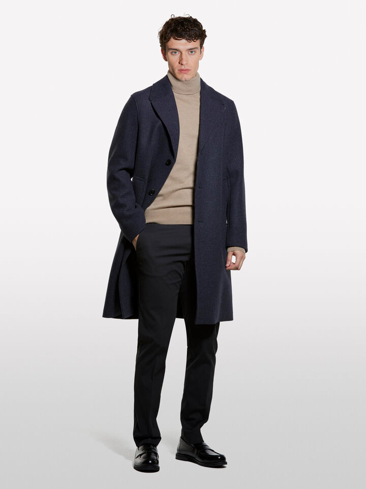 Pull beige foncé coupe classique à col montant - pulls col montant pour homme - Beige | Sisley image number 1